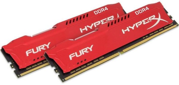 Модуль памяти Kingston 16GB 2666МГц DDR4 CL16 DIMM (Kit of 2) 1R*8 HyperX FURY Red 