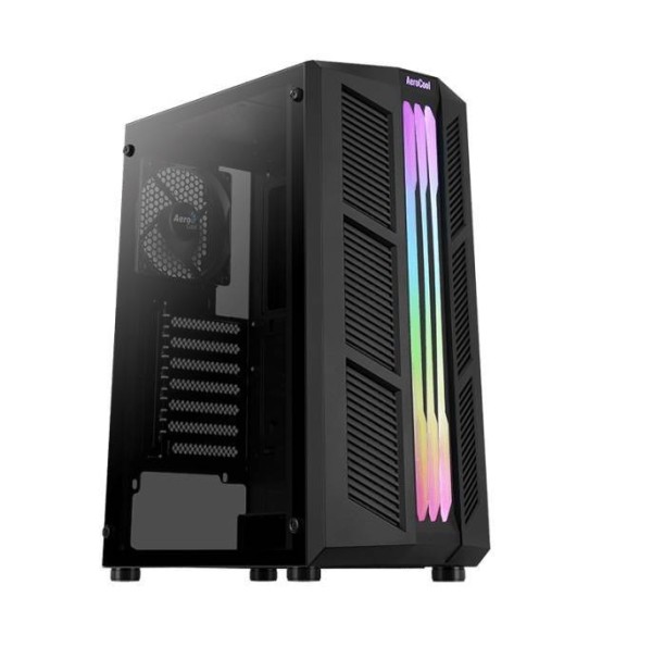 Корпус Aerocool Prime-G-Bk-v1 (2xUSB, 2xAudio, 0.5 мм, 120 мм FAN, подсветка, прозрачная стенка-закаленное стекло, ATX, 