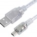 Greenconnect Кабель PROF 1.0m USB 2.0, AM/mini 5P, прозрачный, 28/24 AWG, экран, армированный, морозостойкий, GCR-UM1M5P-BD2S-1.0m Greenconnect USB 2.0 Type-AM - miniUSB 1м