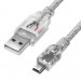 Greenconnect Кабель PROF 1.0m USB 2.0, AM/mini 5P, прозрачный, 28/24 AWG, экран, армированный, морозостойкий, GCR-UM1M5P-BD2S-1.0m Greenconnect USB 2.0 Type-AM - miniUSB 1м