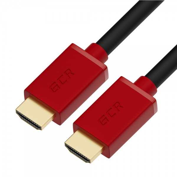 GCR Кабель 2.0m HDMI версия 2.0, HDR 4:2:2, Ultra HD, 4K 60 fps 60Hz/5K*30Hz, 3D, AUDIO, 18.0 Гбит/с, 28/28 AWG, OD7.3mm, тройной экран, черный, красные коннекторы, GCR-HM451-2.0m Greenconnect HDMI 2.0 - HDMI 2.0 2м красный