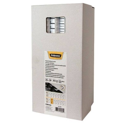 Пружины для переплета пластиковые Fellowes®, 38 мм. овал, (281-340 листов), 50 шт., 21 кольцо, белые.